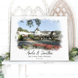 Toile Mariage Lieu Photo Aquarelle Mariée Couple Couple