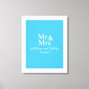 Toile Mariage Personnalisé Vows M. Mme Cayman Blue