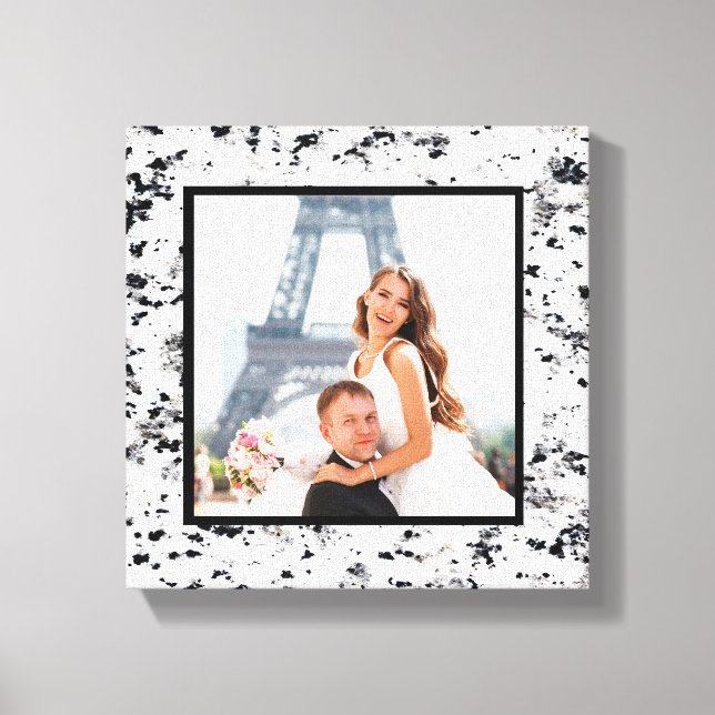 Toile Mariage photo en granit noir et blanc (Recto)