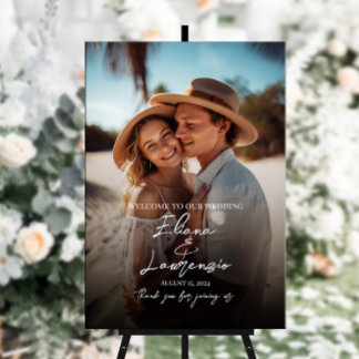 Toile Mariage photo signe de bienvenue calligraphie mode