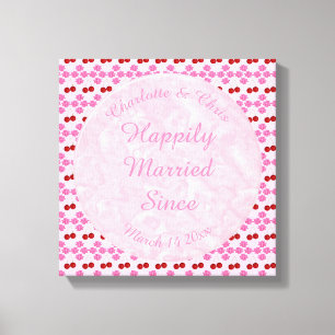 Toile Mariage rose Printemps Cerisiers en fleurs et ceri