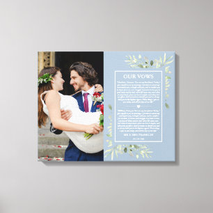 Toile Mariage Vows Dusty Blue Greenery Photo
