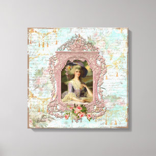 Toile Marie Antoinette encadrée en rose