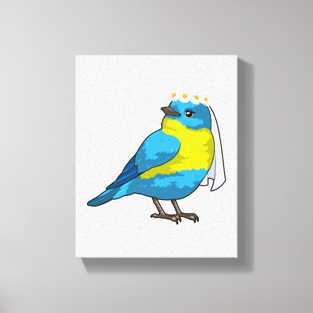 Toile Mariée oiseau avec une couronne de fleurs (Recto)