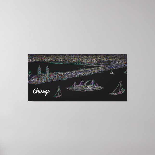 Toile Marine Pier du lac Chicago 1920 néon Art (Recto)