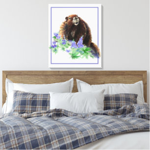 Toile Marmotte Animal Aquarelle Art Faune