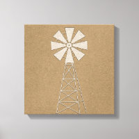 Marron Chêne Kraft Fermière Moulin à Vent Campagne