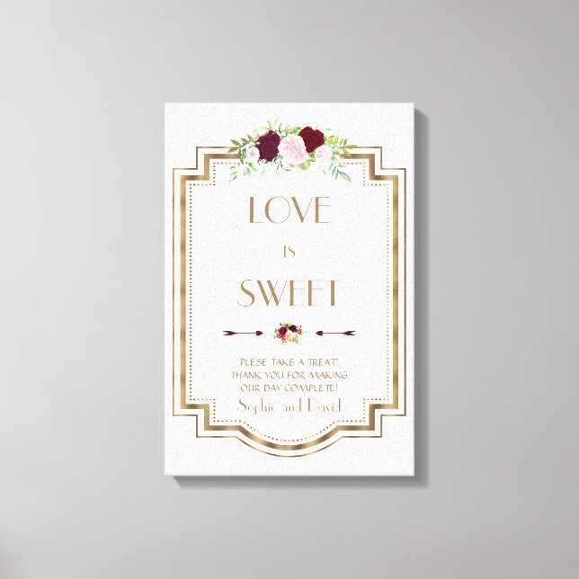 Toile Marsala Floral Gold Fall Love is Sweet Sign (Recto)