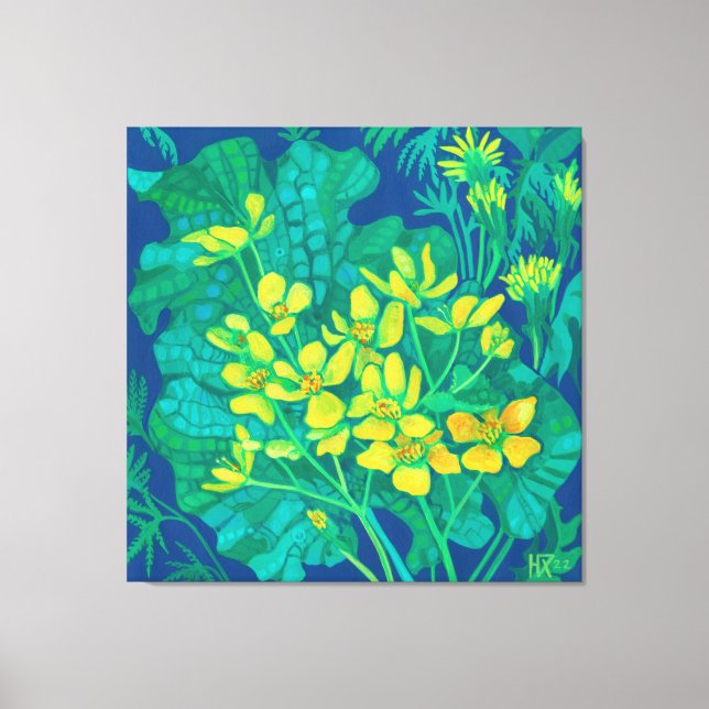 Toile Marsh Marigold Fleurs sauvages d'été peinture flor (Recto)