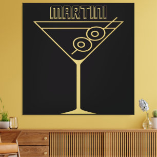 Toile Martini Olive Vert Or Moderne du Milieu du Siècle