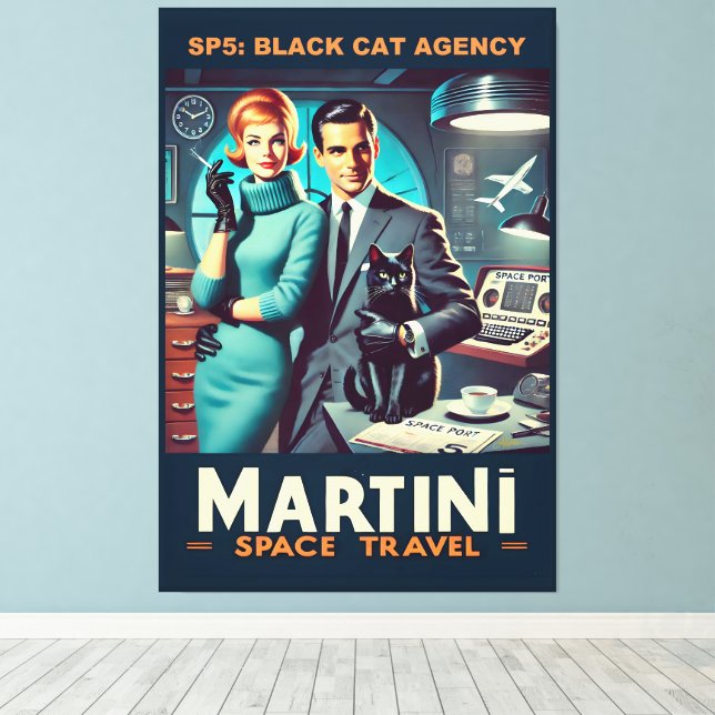 Toile Martini Space Travel Poster SP5 : Agence de Chat N (Insitu (Plancher de Bois))