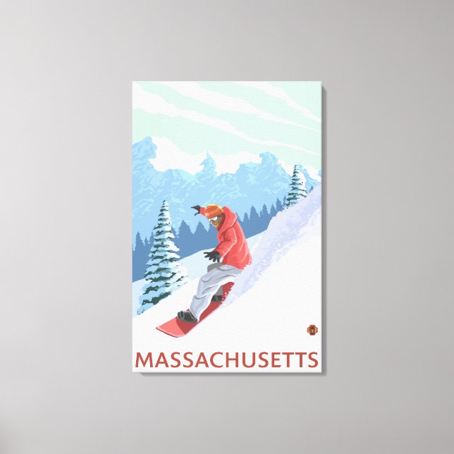 Toile MassachusettsSnowboarder scène (Recto)