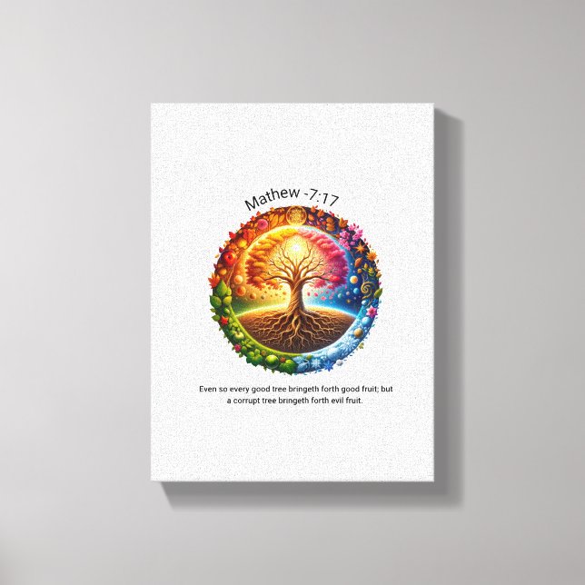 Toile Mathew 7:27 Même ainsi, chaque bon arbre se lève (Recto)