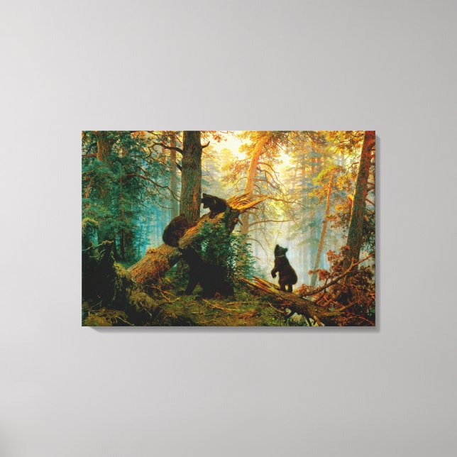 Toile Matin dans une pinède Ours avec des oursons Chichk (Recto)