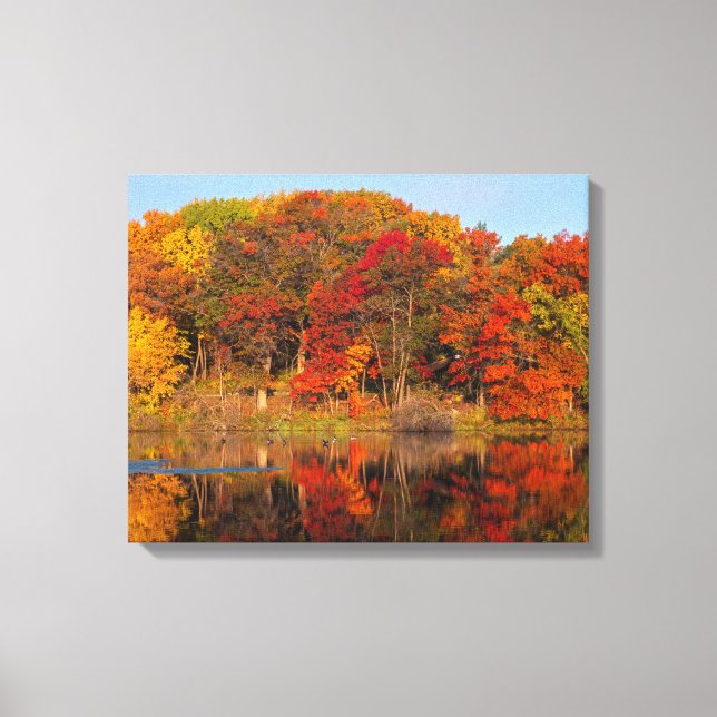 Toile matin d'automne au parc et étang de marthaler (Recto)