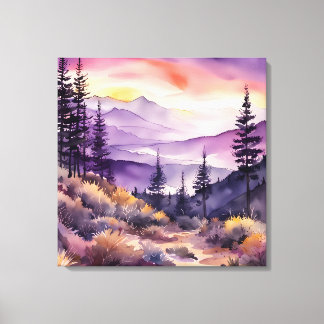 Toile Matin Mist Smokey Mountains Aquarelle