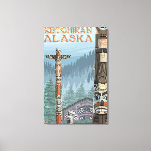 Toile Mâts totémiques de l'Alaska - Ketchikan, Alaska