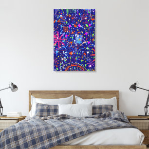 Toile Maximalisme Abstrait : Grande Roue la Nuit