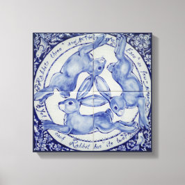 Toile Médaillon de carreaux d'oiseaux lièvre de lapin Ar