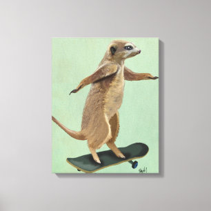 Toile Meerkat sur la planche à roulettes