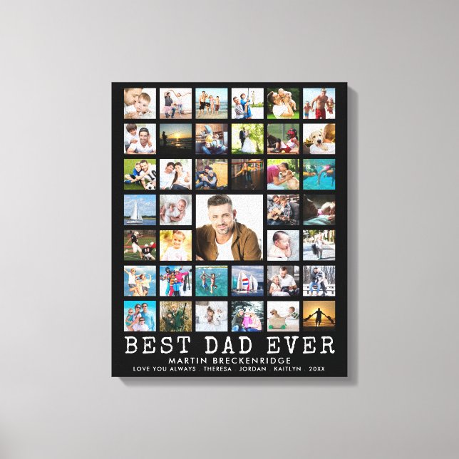 Toile MEILLEUR PAPA JAMAIS photo moderne Collage Nom (Recto)