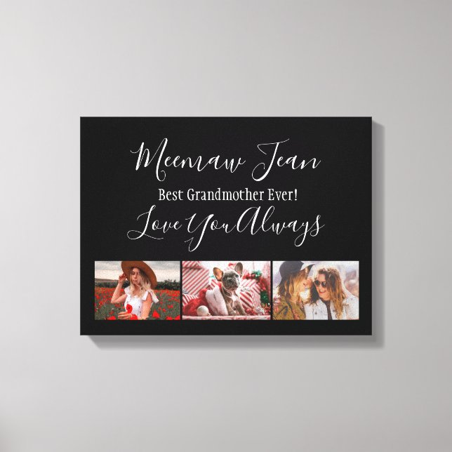 Toile Meilleure grand-mère Ever 3 photo Collage blanc no (Recto)