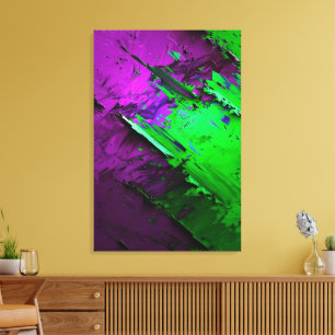 Toile Mélange génial de vert et de violet abstrait