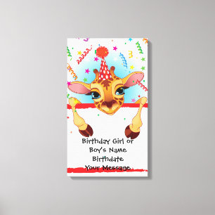 Toile Méménite d'anniversaire de la Giraffe