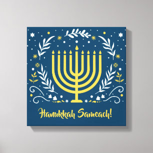 Toile Menorah décorative Hanoukka Bois Mur Art