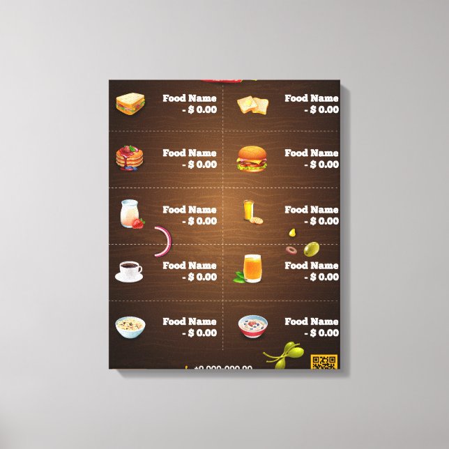 Toile Menu du restaurant moderne (Recto)