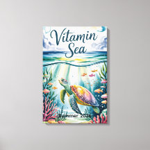 Mer vitaminée Aquarelle Tortue de mer Sous l'eau C