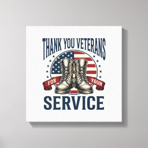 Toile Merci aux vétérans Bottes patriotiques Design vint
