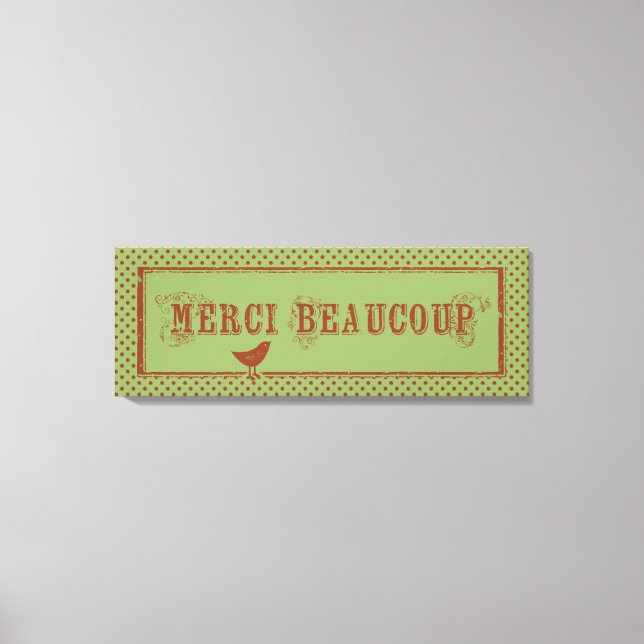 Toile Merci Beaucoup Distressed Bird Art (Recto)