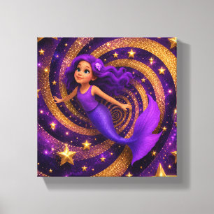 Toile Mermaid Étoile d'Or Violet Illusion d'Optique   Fa