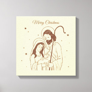 Toile Merry Christmas - Jésus, Mary and Joseph