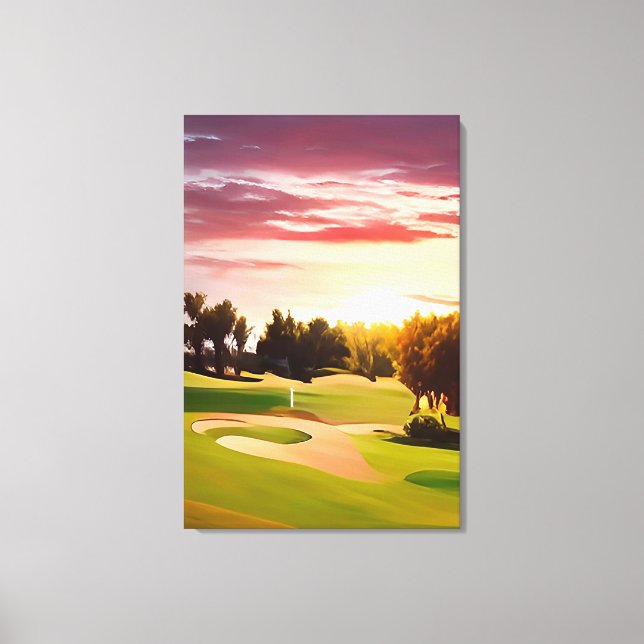 Toile Merveilleux golf peindre un coucher de soleil sur  (Recto)