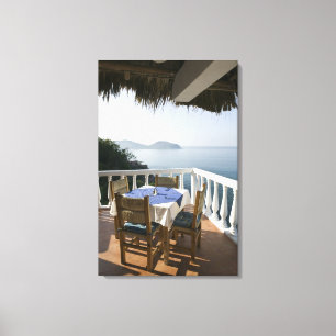 Toile Mexico, Guerrero, Zihuatanejo. Table de café sur