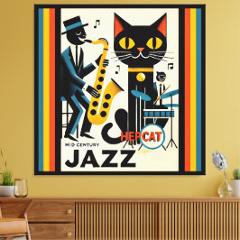Toile Mi siècle Jazz Age HepCat Chat Noir