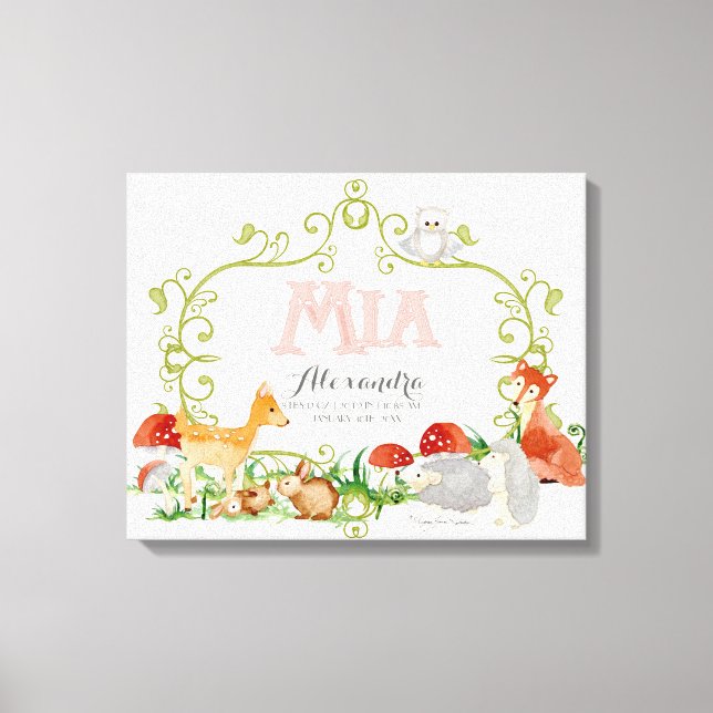 Toile Mia Top 100 Baby Names Girls Newborn Nursery (Recto)