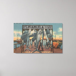 Toile Miami, Floride - Vue de la jetée 5 avec poisson ca