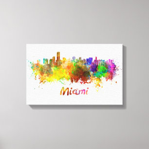 Toile Miami skyline in watercolor
