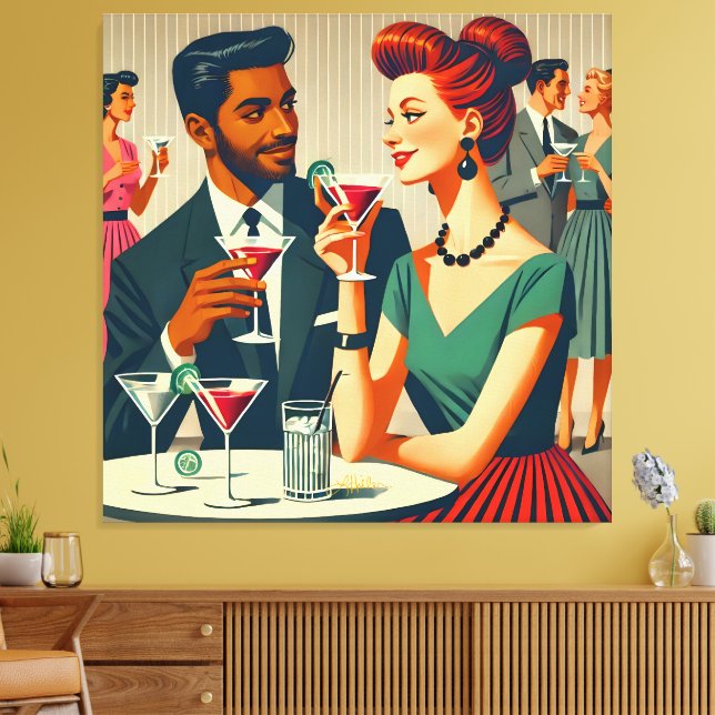 Toile Mid Century Cocktail Party Couples - First Date (Insitu(Salon))