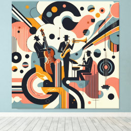 Toile Mid Century Jazz Age Psychedelic Trio