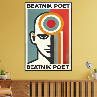 Toile Mid Century Modern Art Beatnik Poet