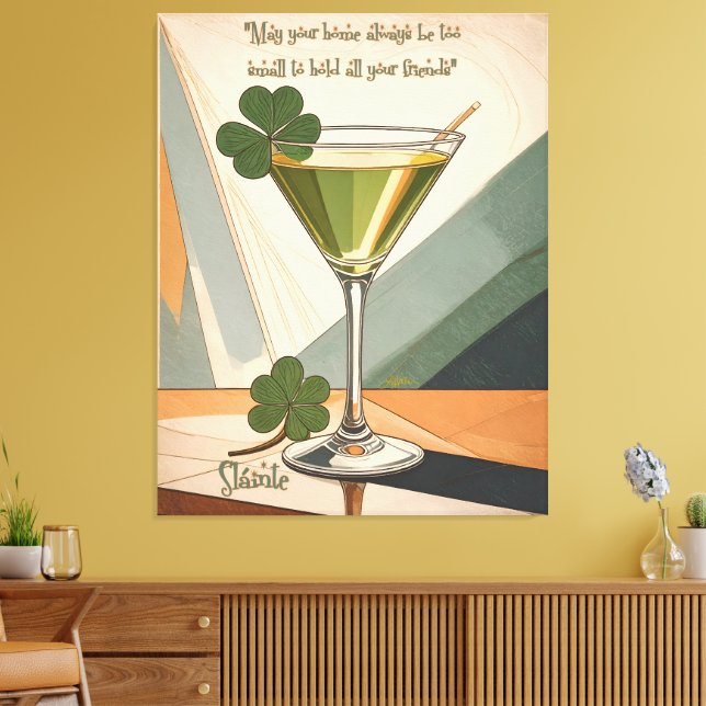 Toile Mid Century Modern Art Shamrock Martini Sláinte!  (Insitu(Salon))