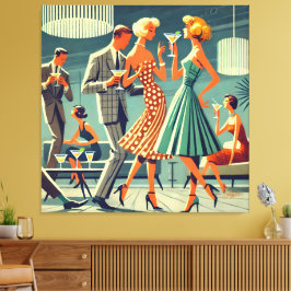 Toile Mid Century Modern Martini Dance Cocktail Party