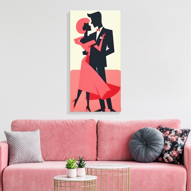 Toile Mid Century Valentine Dancing Couple (Insitu(Salon))