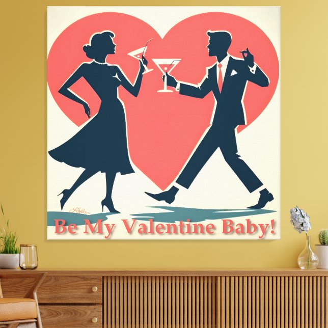 Toile Mid Century Valentine moderne Hip Dancing Couple (Insitu(Salon))