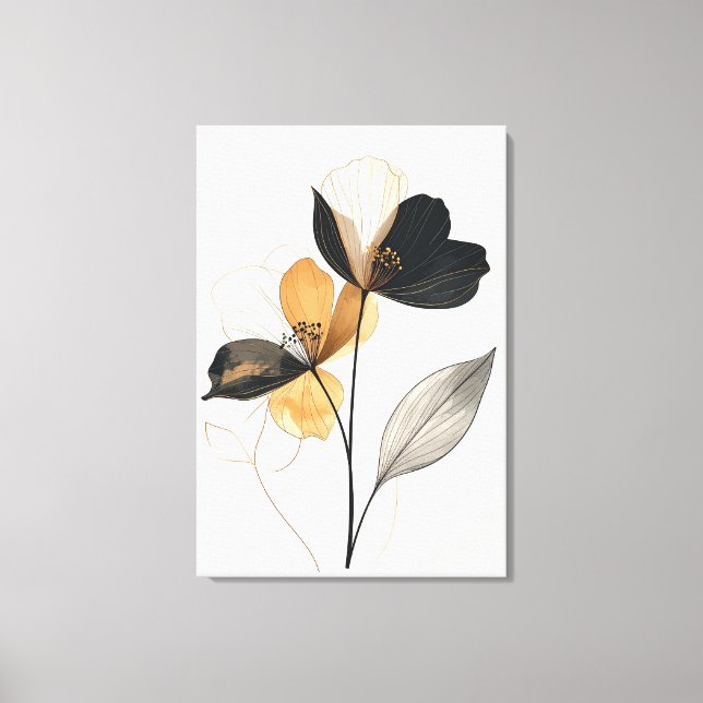 Toile Midnight & Amber Bloom: Modern Minimalist Botanica (Recto)