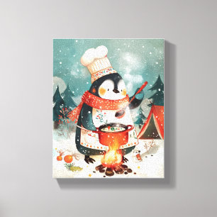 Toile Mignon pingouin cuisine aquarelle nurserie d'hiver